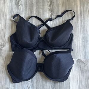 Vanity Fair Black Front Clasp Racer Back Bra Bundle (set of 2) Size 34D
